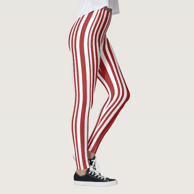 CUTE! Leggings - Red & White Stripes Candy Cane (Right)