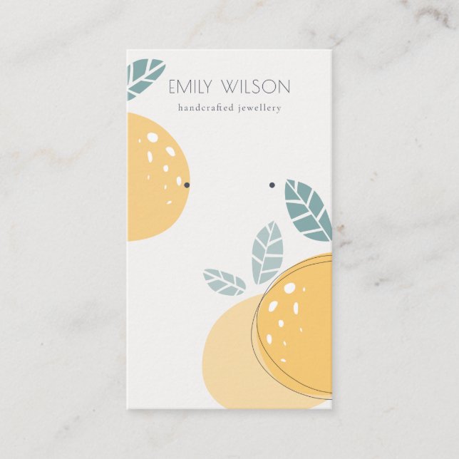 Cute Lemon Abstract Fruit Bold Earring Display Business Card (Front)