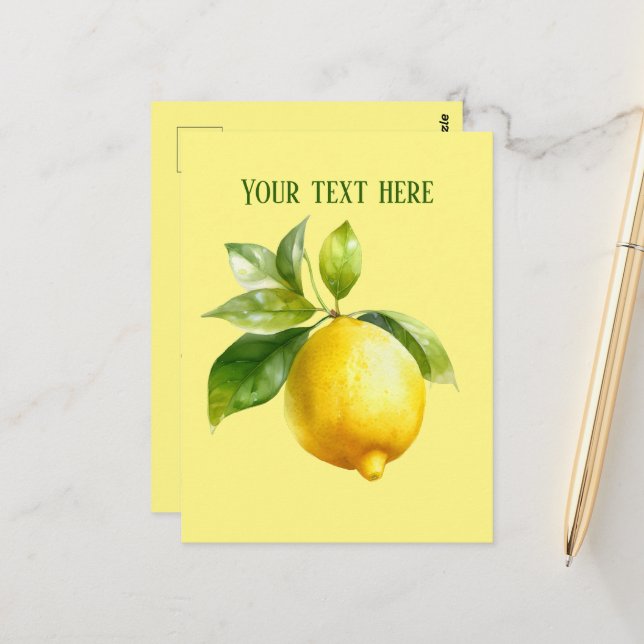 Cute lemon add message fruit Postcard (Front/Back In Situ)