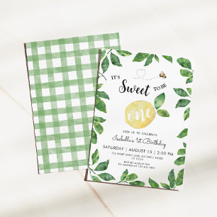 Cute Lemon and Bee 1st Birthday Invitation
