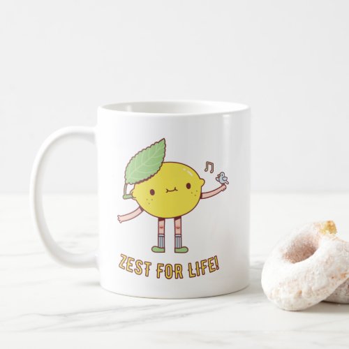 Cute Lemon and Bird Zest For Life Coffee Mug