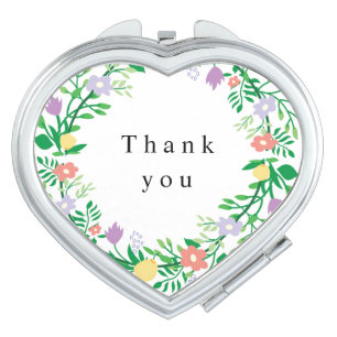 CUTE LEMON AND FLOWERS FLORAL DECOUPAGE COMPACT MIRROR