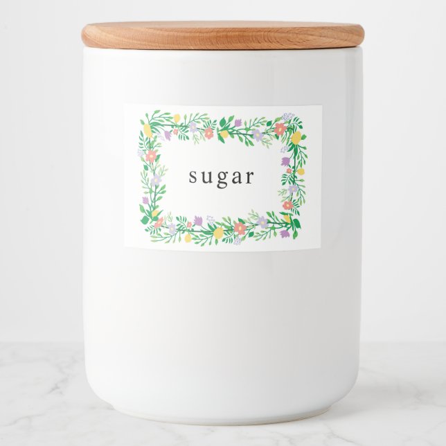 CUTE LEMON AND FLOWERS FLORAL DECOUPAGE FOOD LABEL (Front)