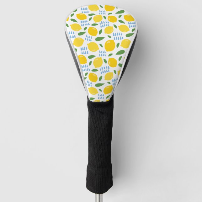 Cute lemon and green leaves pattern golf head cover (Front)