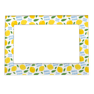 Cute lemon and green leaves pattern magnetic frame