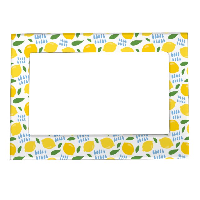 Cute lemon and green leaves pattern magnetic frame (Front)