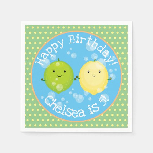 Cute lemon and lime friends illustration napkins