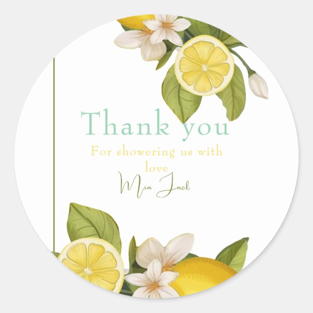 cute lemon  Baby shower  Classic Round Sticker (Front)