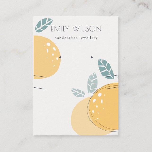Cute Lemon Bold Earring Necklace Display Business Card (Front)