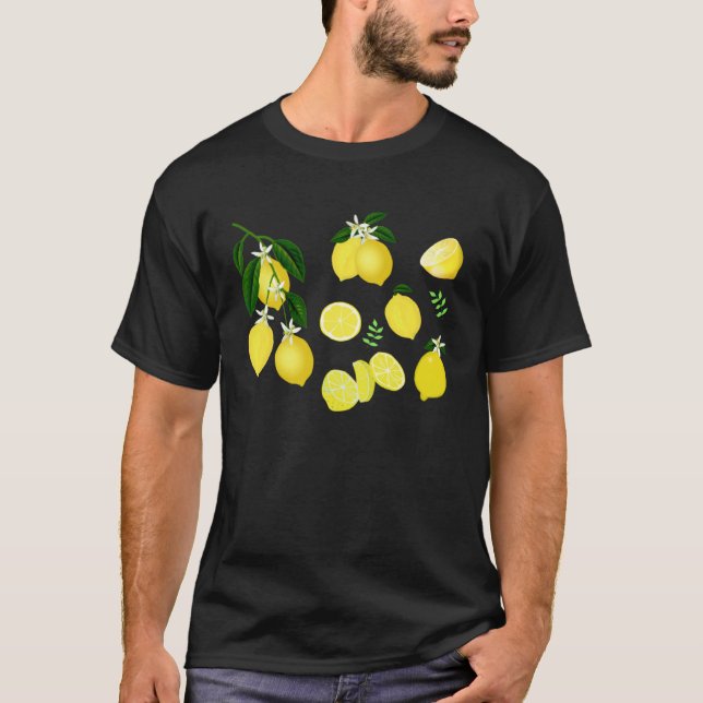 Cute Lemon Botanical Gardening summertime Lemon T-Shirt (Front)
