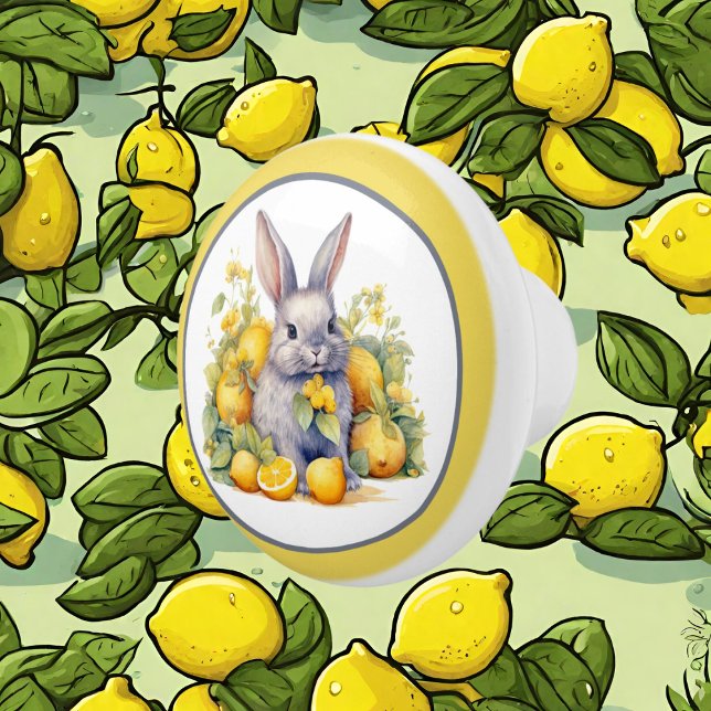 Cute lemon bunny lovers kitchen  ceramic knob (Creator Uploaded)