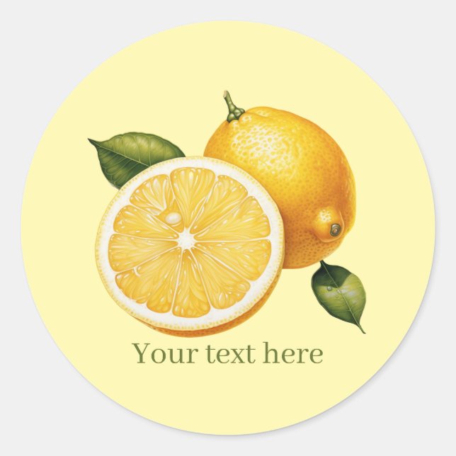 Cute lemon business customizable  classic round sticker (Front)