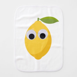 Cute Lemon Character with Googly Eyes  Baby Burp Cloth