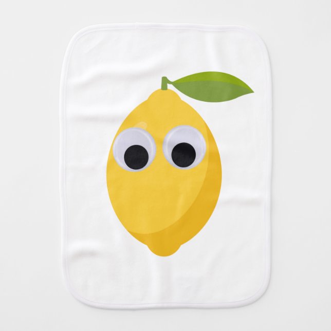 Cute Lemon Character with Googly Eyes  Baby Burp Cloth (Front)