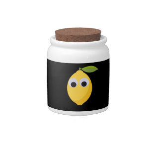 Cute Lemon Character with Googly Eyes Candy Jar