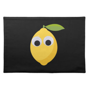 Cute Lemon Character with Googly Eyes Cloth Placemat