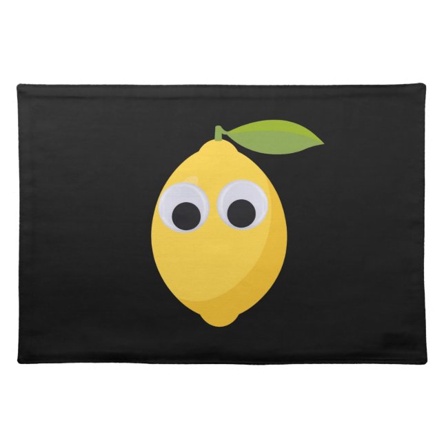 Cute Lemon Character with Googly Eyes  Cloth Placemat (Front)