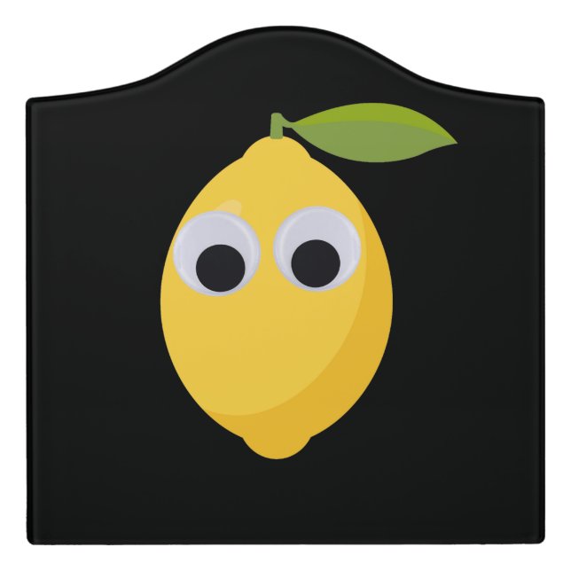 Cute Lemon Character with Googly Eyes   Door Sign (Large Crest Front)