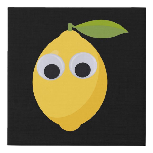 Cute Lemon Character with Googly Eyes  Faux Canvas Print (Front)