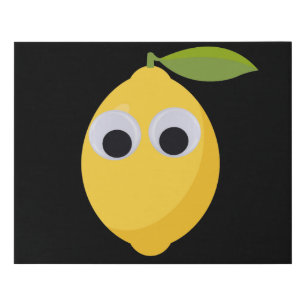 Cute Lemon Character with Googly Eyes  Faux Canvas Print