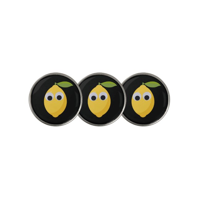 Cute Lemon Character with Googly Eyes  Golf Ball Marker (3 Up)