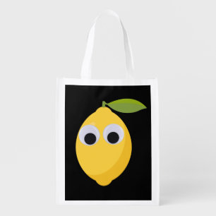 Cute Lemon Character with Googly Eyes  Grocery Bag