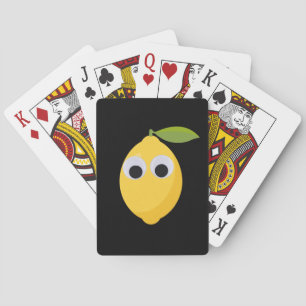 Cute Lemon Character with Googly Eyes Poker Cards