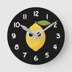 Cute Lemon Character with Googly Eyes Round Clock
