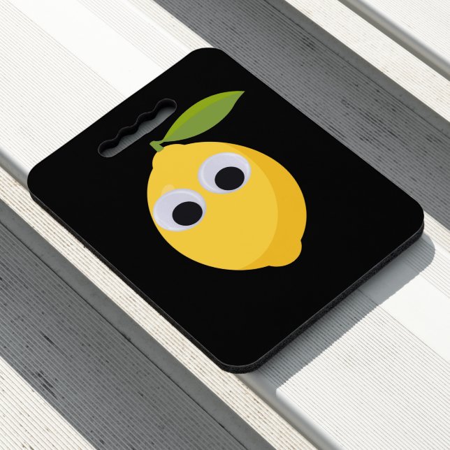 Cute Lemon Character with Googly Eyes  Seat Cushion (In Situ)