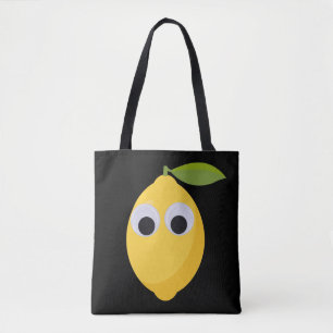 Cute Lemon Character with Googly Eyes Tote Bag