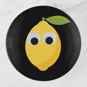 Cute Lemon Character with Googly Eyes Trinket Tray