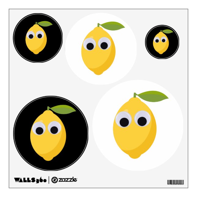 Cute Lemon Character with Googly Eyes  Wall Decal (Front)