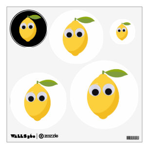 Cute Lemon Character with Googly Eyes Wall Decal