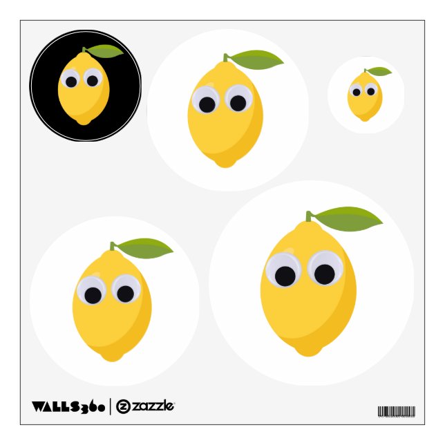 Cute Lemon Character with Googly Eyes  Wall Decal (Front)