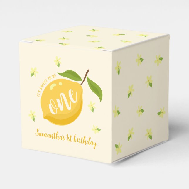 Cute Lemon Citrus 1st Birthday  Favor Boxes (Front Side)