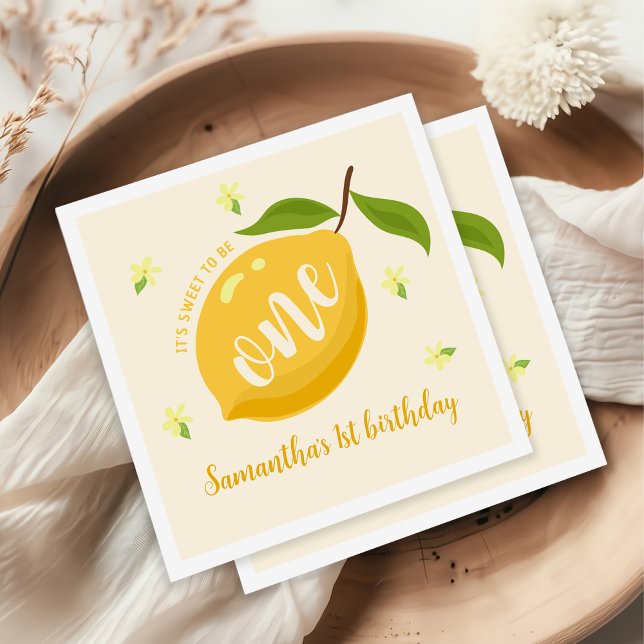 Cute Lemon Citrus 1st Birthday  Napkins (Creator Uploaded)