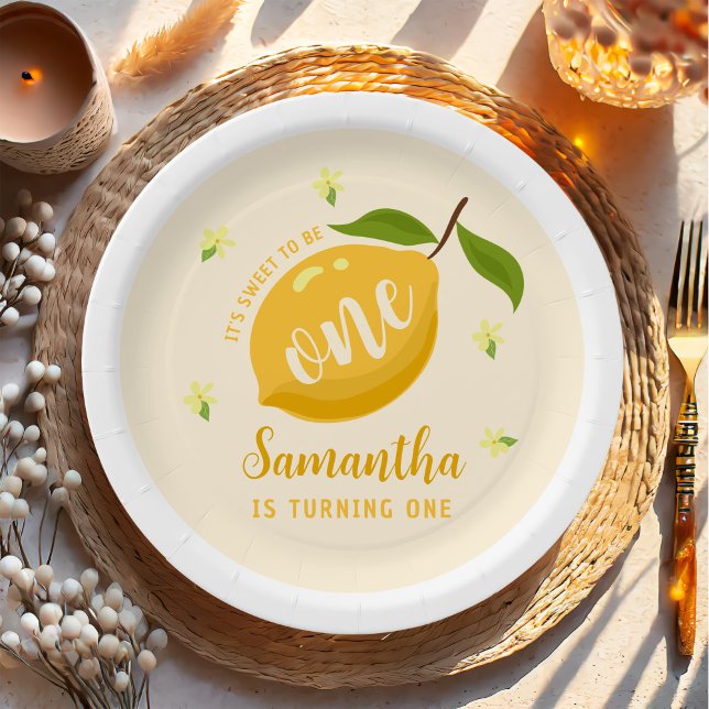 Cute Lemon Citrus 1st Birthday  Paper Plates (Creator Uploaded)