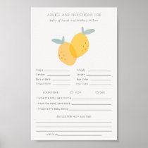 Cute Lemon Citrus Baby Shower Advice Prediction Poster