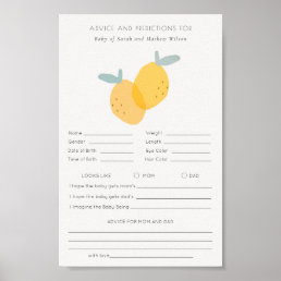 Cute Lemon Citrus Baby Shower Advice Prediction Poster