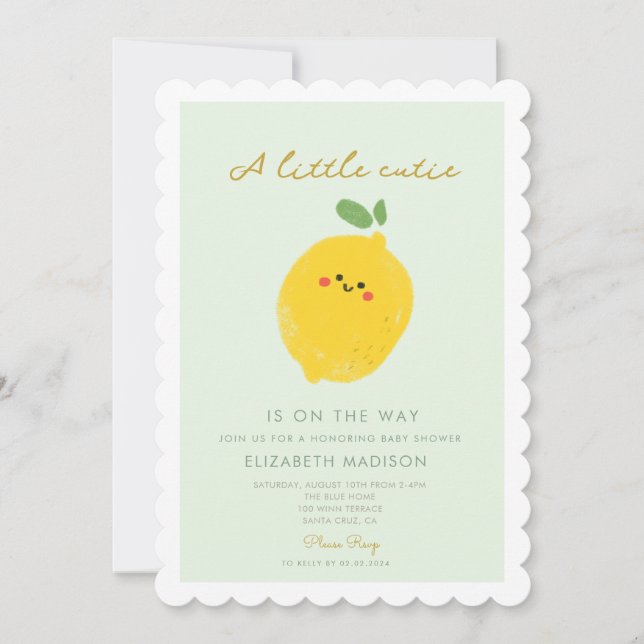 Cute Lemon Citrus  Baby Shower  Invitation (Front)
