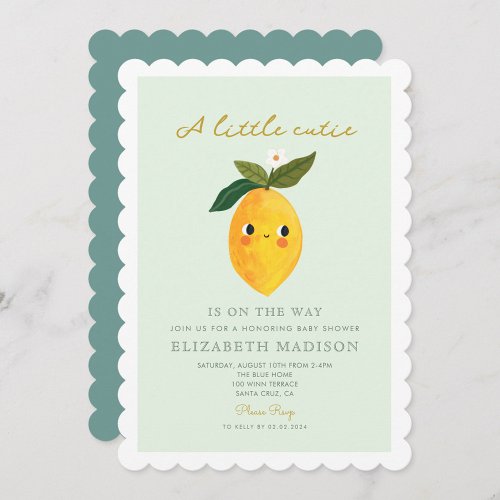 Cute Lemon Citrus  Baby Shower  Invitation