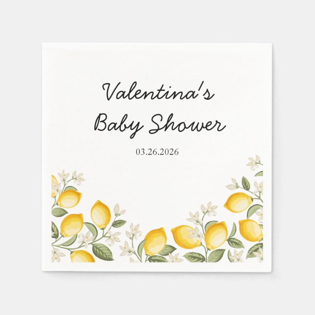 Cute Lemon Citrus Fruit Summer Baby Shower Napkins (Front)