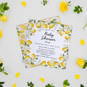 Cute Lemon Citrus Fruit Summer Baby Shower Square Invitation