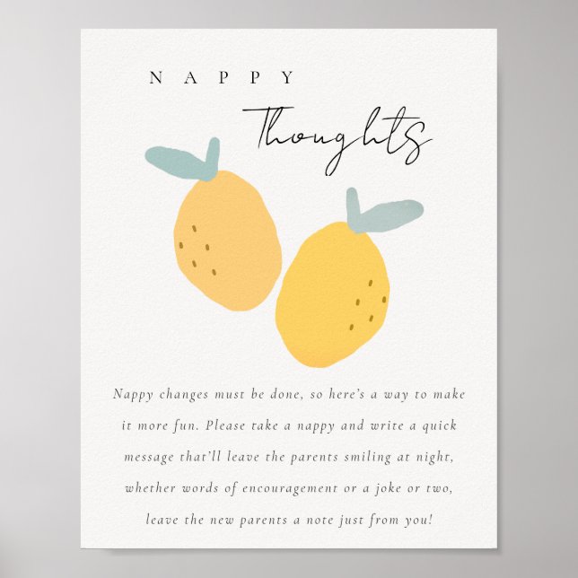 Cute Lemon Citrus Late Night Diaper Nappy Game Poster (Front)