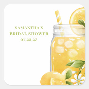 Cute Lemon Citrus Lemonade Bridal Shower Square Sticker