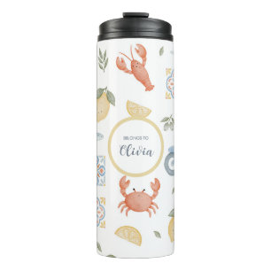 Cute Lemon Crab School Kids Personalized Thermal Tumbler