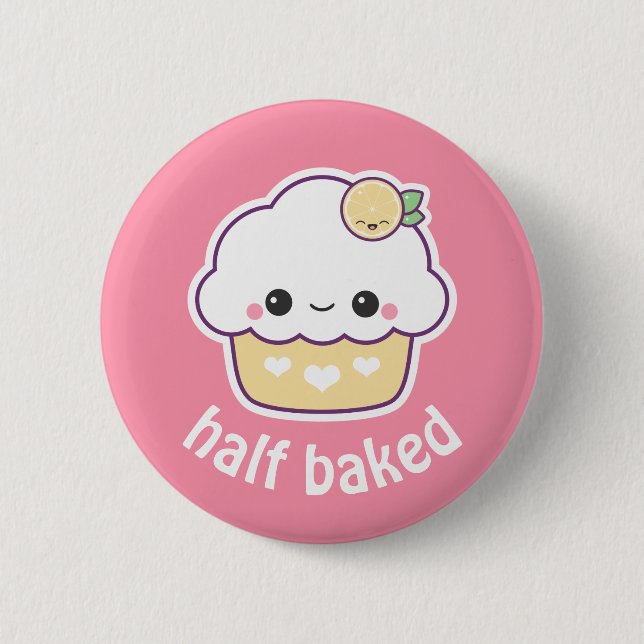 Cute Lemon Cupcake Button (Front)