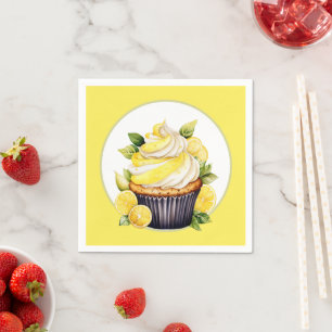 Cute lemon cupcake party napkins