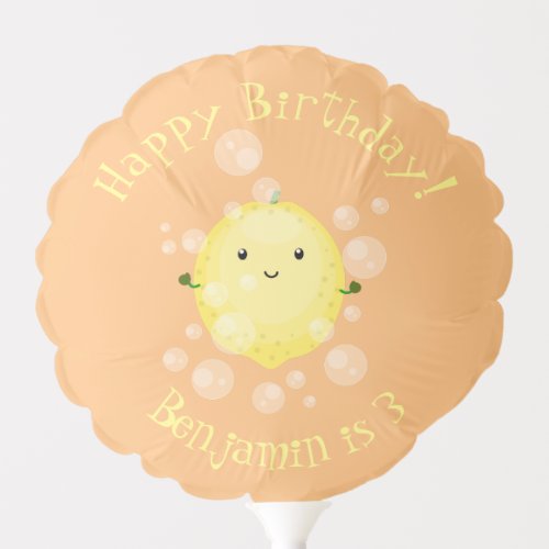 Cute lemon fruit cartoon bubbles illustration balloon