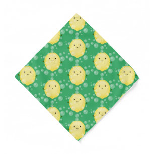 Cute lemon fruit cartoon bubbles illustration  bandana